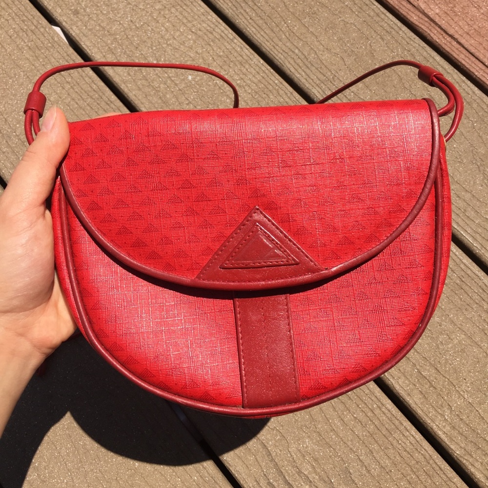 Leather trim cross-body handbag